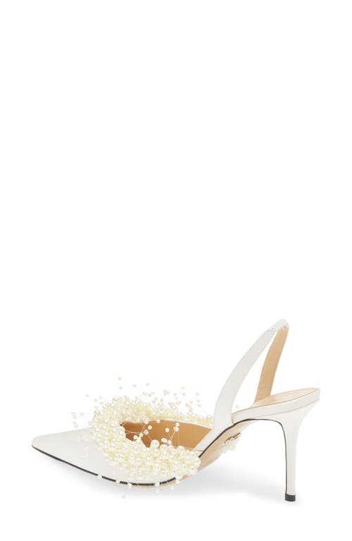 Mach&mach Mach & Mach Floating Faux Pearl Slingback Pump In White
