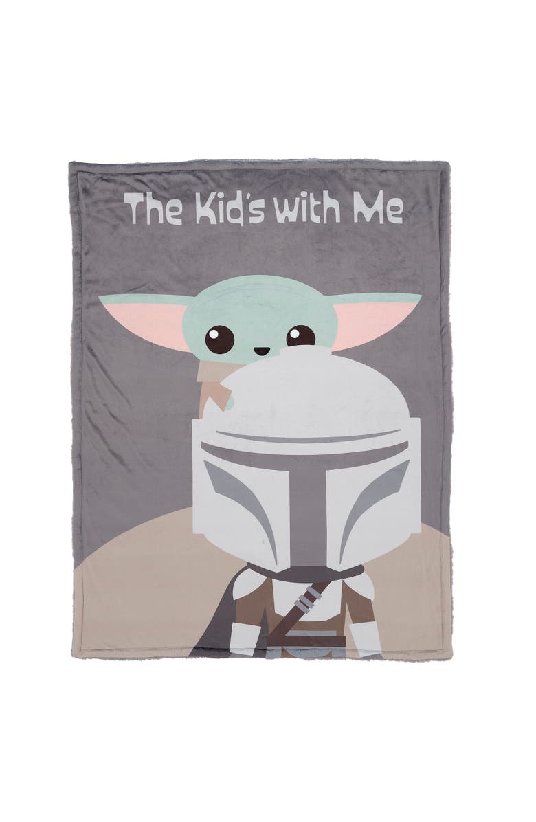 Lambs & Ivy Star Wars The Kids with Me Grogu/The Child/Baby Yoda Baby Blanket, Main, color, Grey
