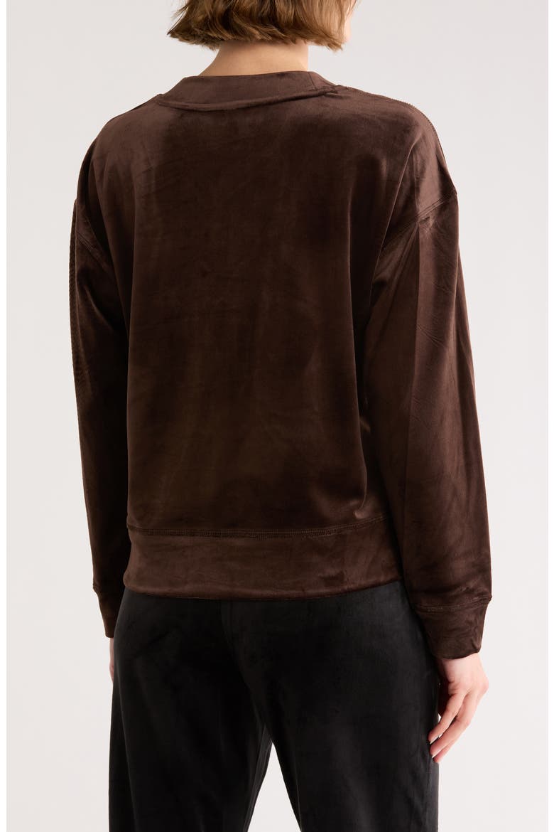 Mini Rhinestone Logo Velour Pullover, Alternate, color, ESPRESSO