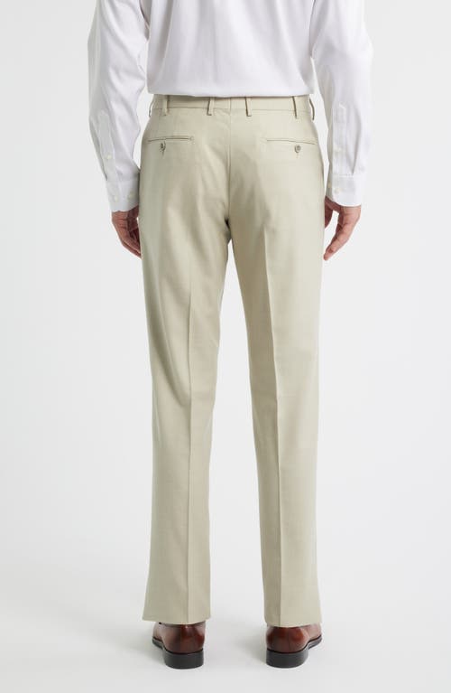 Zanella Devon Flat Front Wool Dress Pants In Green