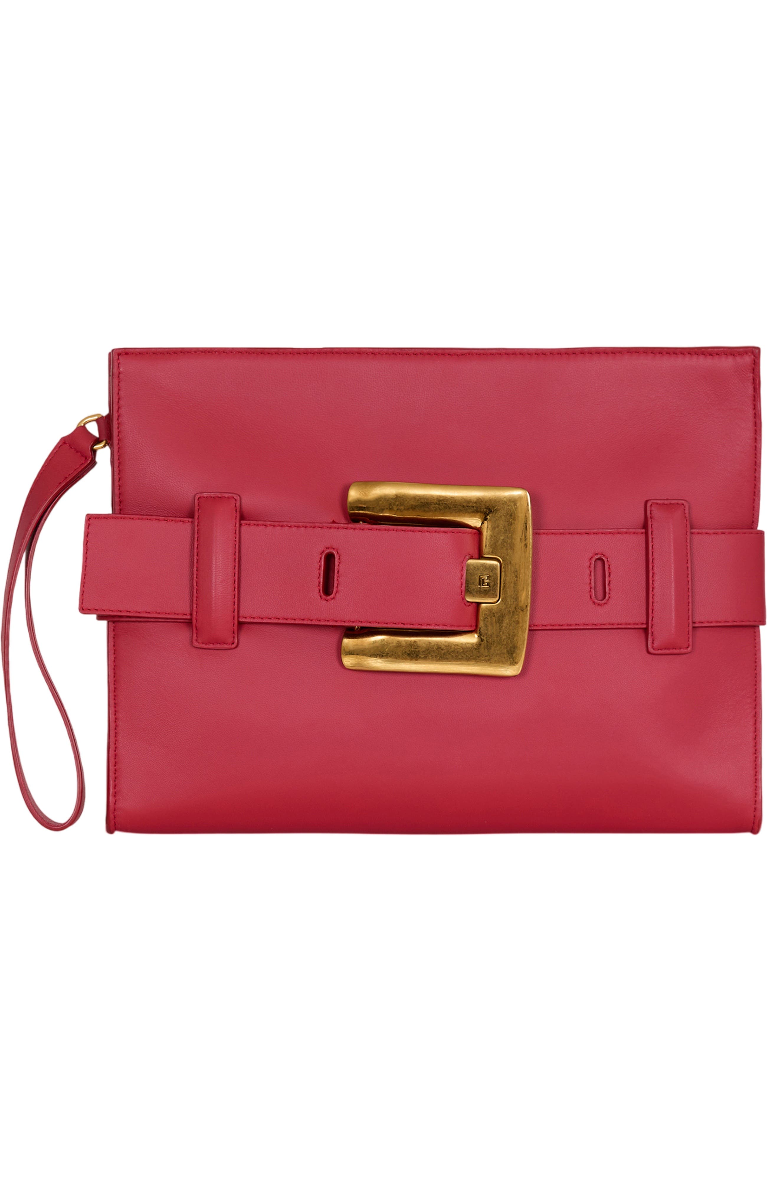 Anthem smooth leather clutch, Main, color, red