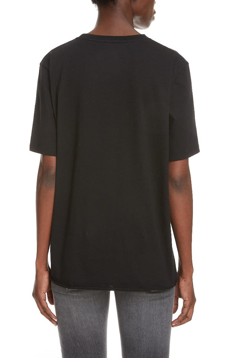 Saint Laurent Tonal Logo Graphic Tee, Alternate, color, Noir/ Noir Brillant