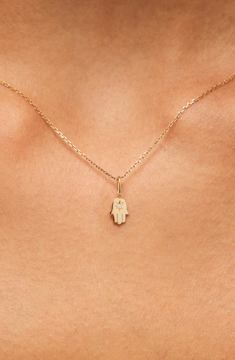 Ana Luisa Solid Yellow Gold - Diamond Hamsa Necklace, Alternate, color, Gold