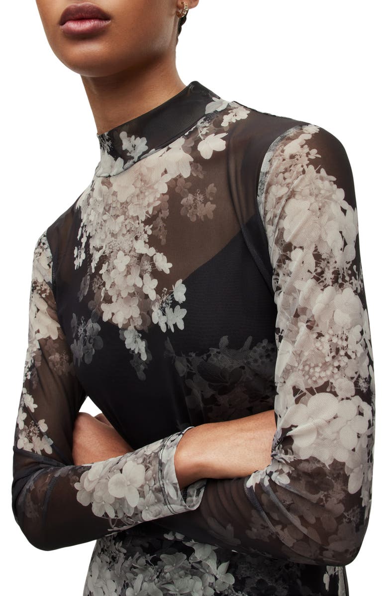 AllSaints Hanna Venetia Long Sleeve Midi Dress, Alternate, color, 