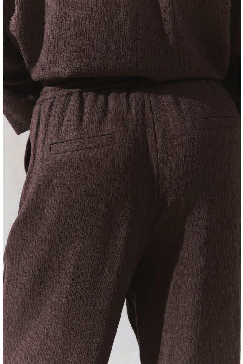 Crinkle Textured Wide Leg Pants, Alternate, color, BROWN