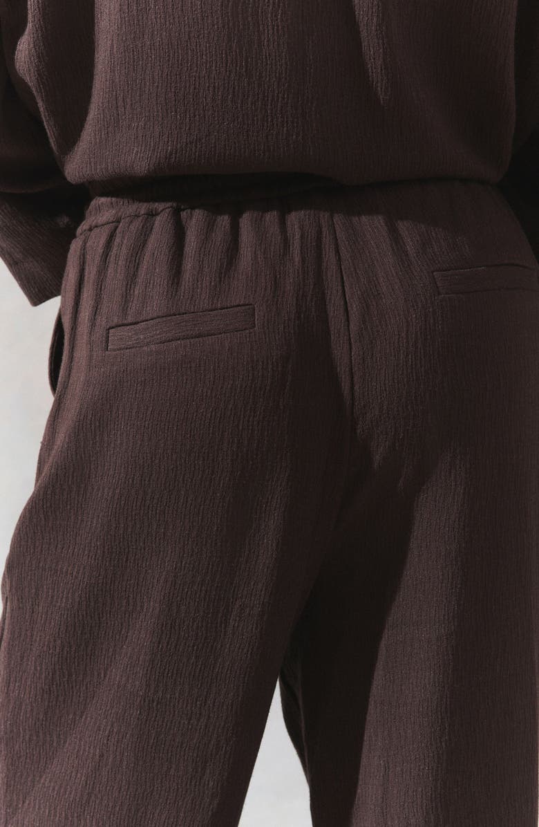 NEXT Crinkle Textured Wide Leg Pants, Alternate, color, Brown