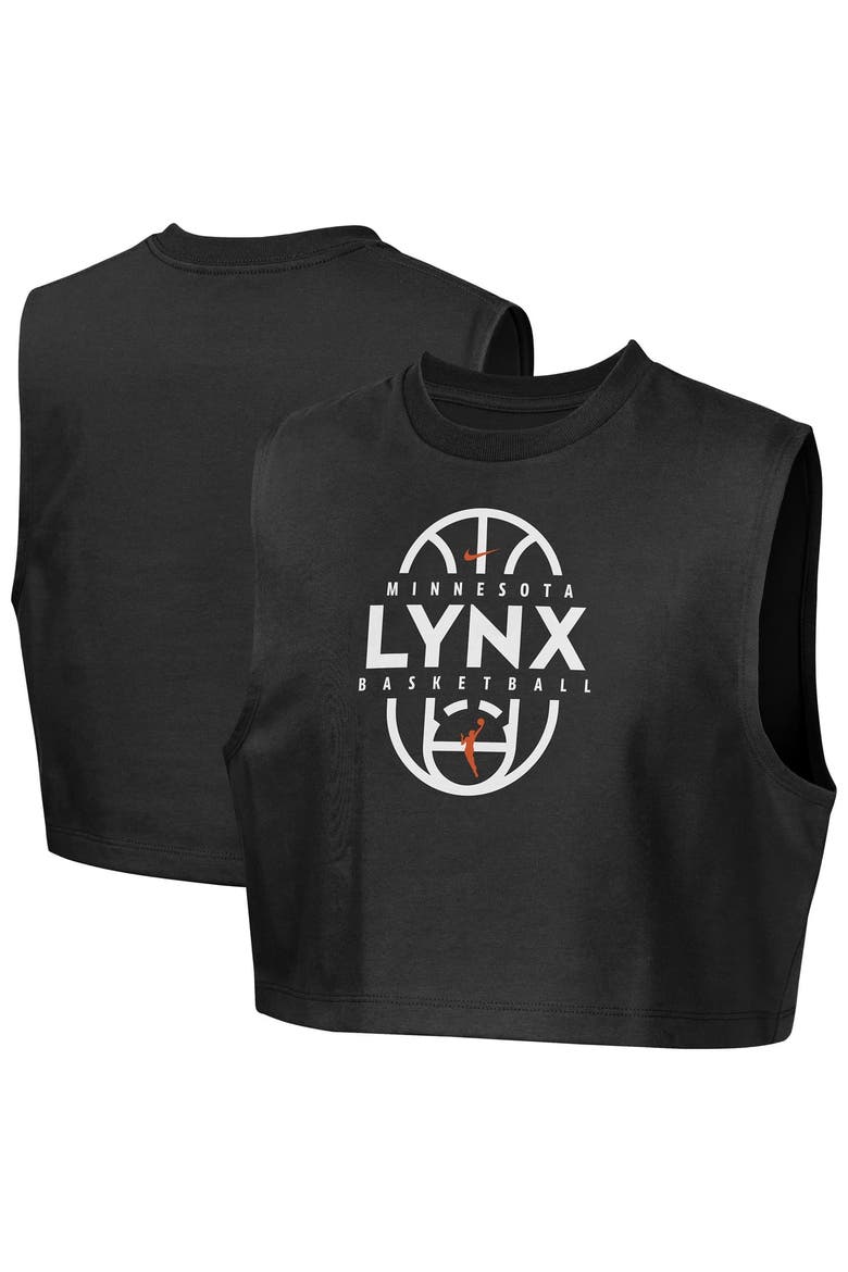 Girls Youth Nike Black Minnesota Lynx 2026 Authentic Practice Sleeveless Cropped T-Shirt, Main, color, Black