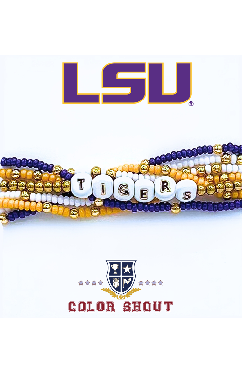 Color Shout Louisiana State Lucky 7 Bracelet Set, Main, color, Yellow Gold