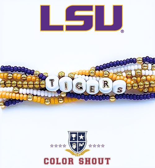 Color Shout Louisiana State Lucky 7 Bracelet Set In Gold