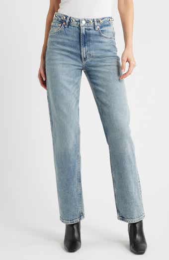 Topanga Studded High Waist Straight Leg Jeans