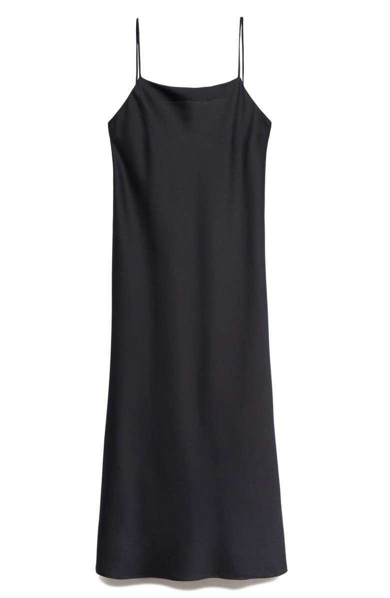 MANGO Satin Midi Nightgown, Main, color, Charcoal