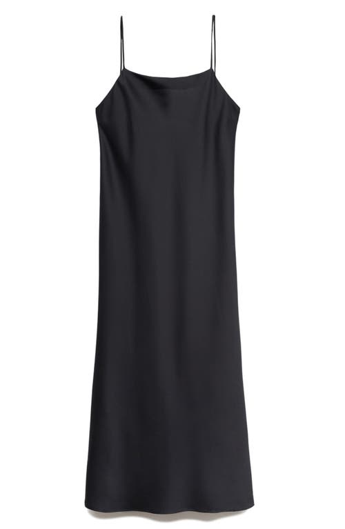 Mango Satin Midi Nightgown In Black