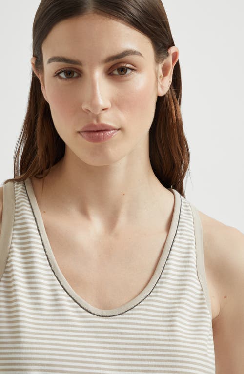 Brunello Cucinelli Top With Monili In Neutral