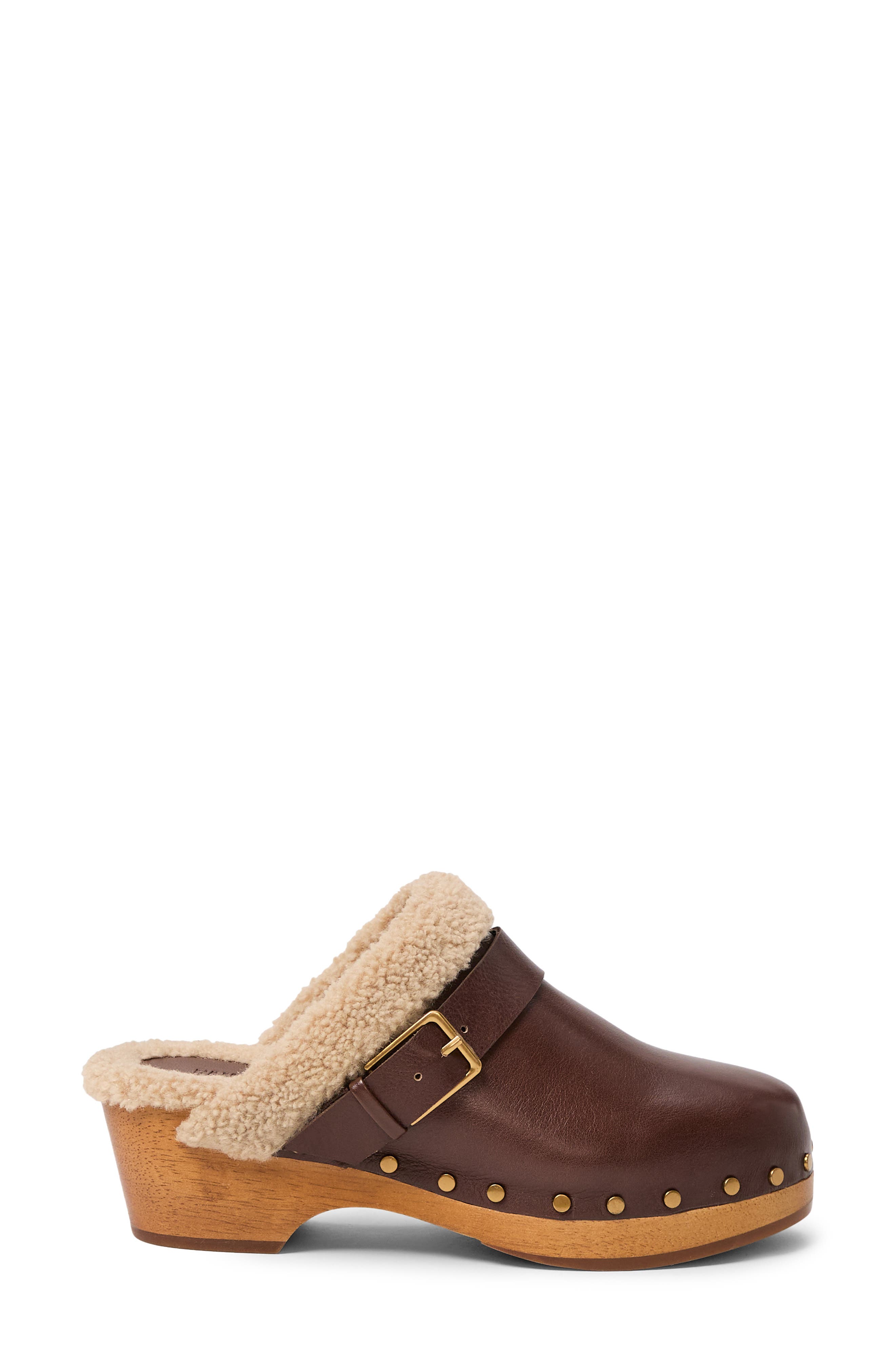 Helena Faux Shearling Clog, Alternate, color, AUBURN