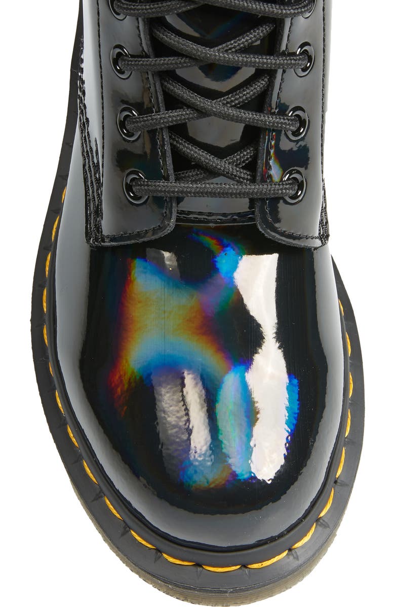 Dr. Martens Black Rainbow Patent Leather Boot, Alternate, color,