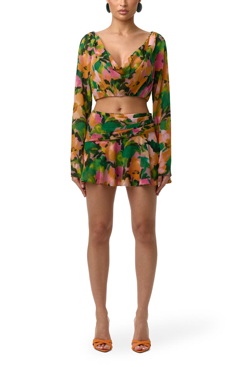 Ruffle Chiffon Miniskirt, Alternate, color, SECRET GARDEN