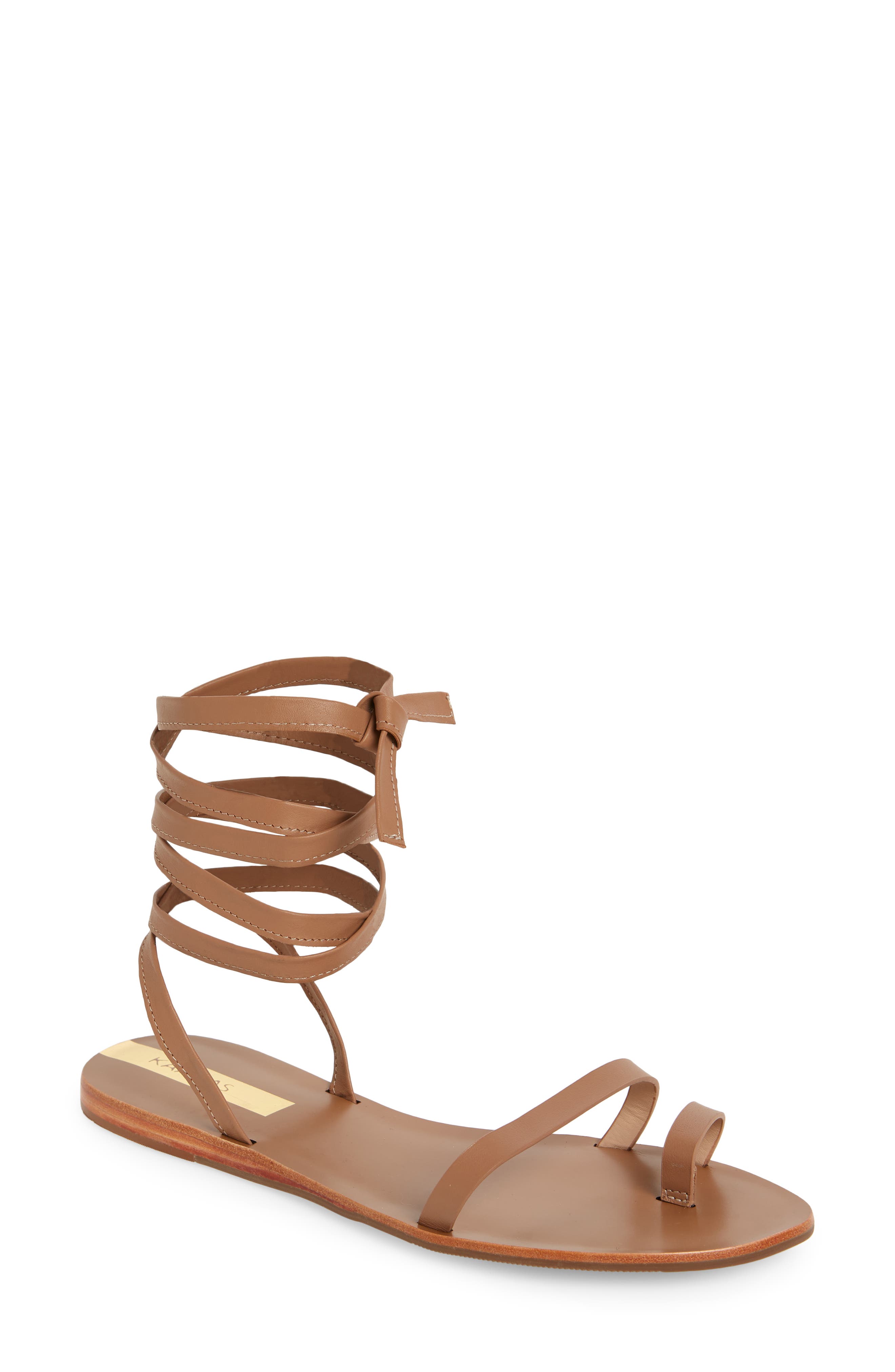 Kaanas Lingam Ankle Tie Flat Sandal, Main, color, 