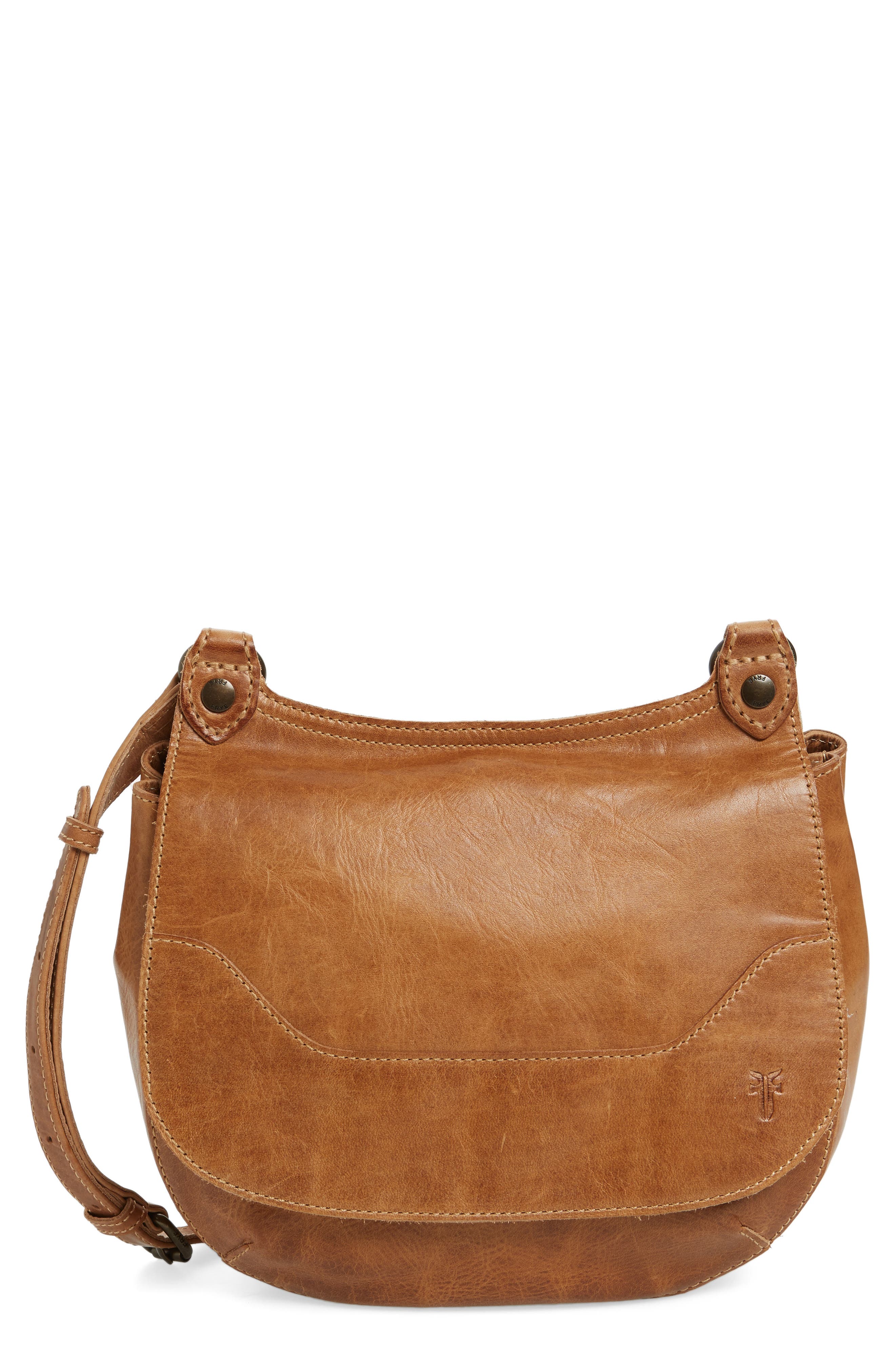 'Melissa' Leather Crossbody Bag, Main, color, BEIGE