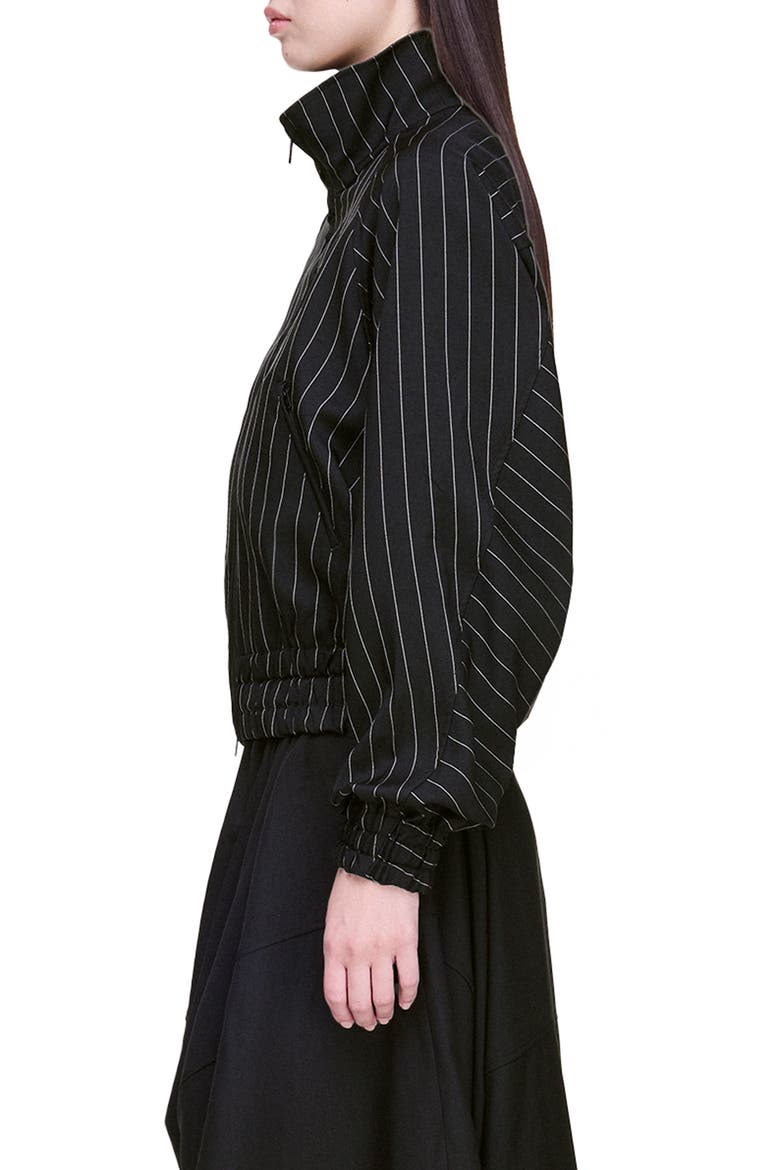 Pinstriped Track Jacket, Alternate, color, BLACK