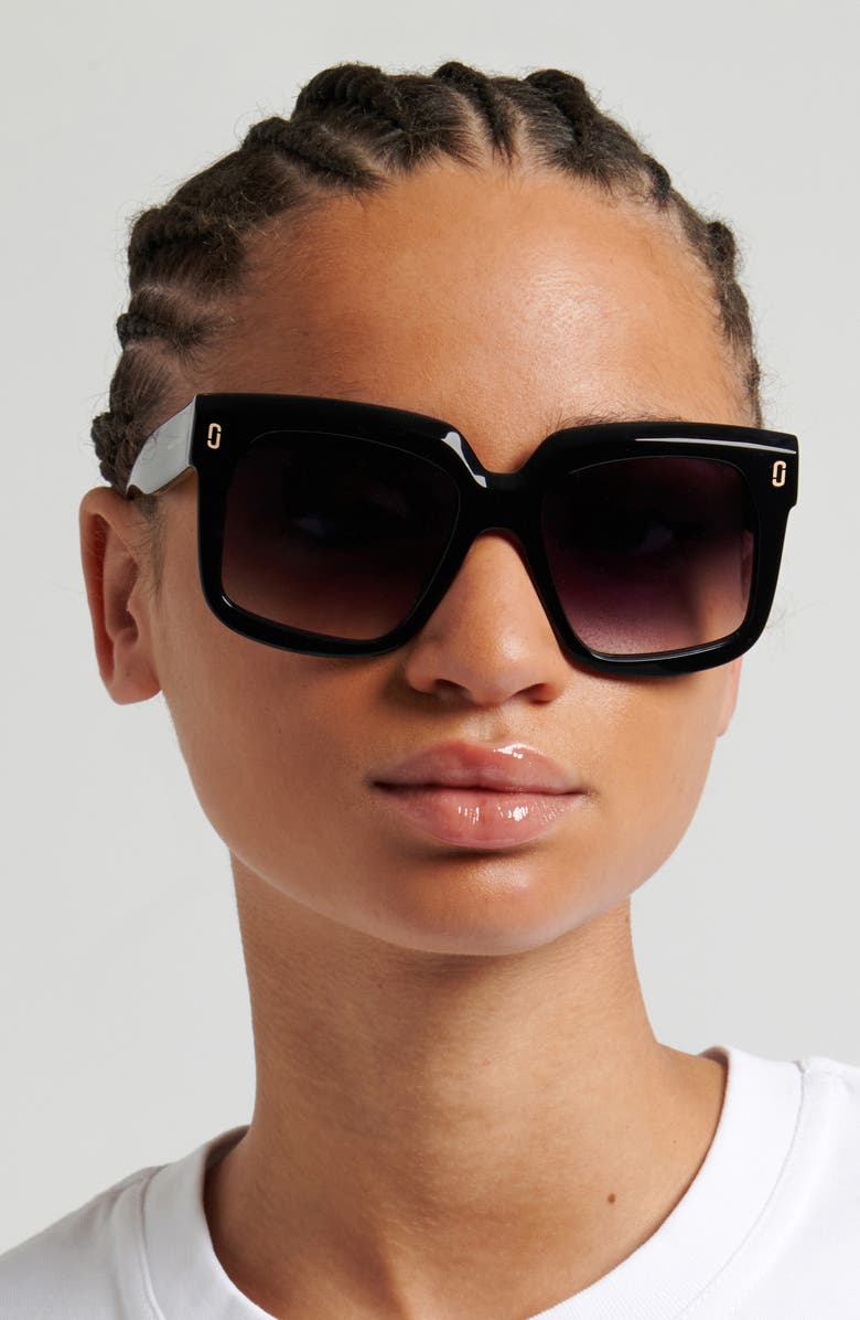 Marc Jacobs 53mm Square Sunglasses, Alternate, color, Black/ Dark Grey