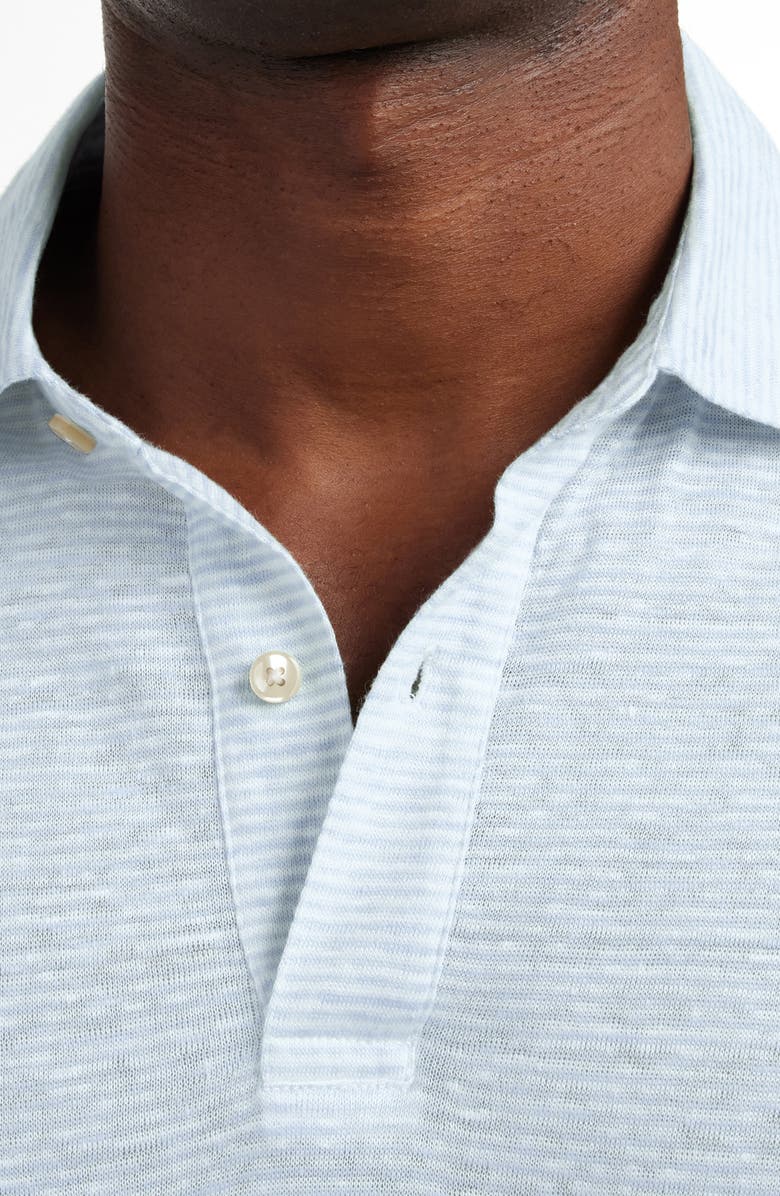 David Donahue Slub Linen Polo, Alternate, color, Sky