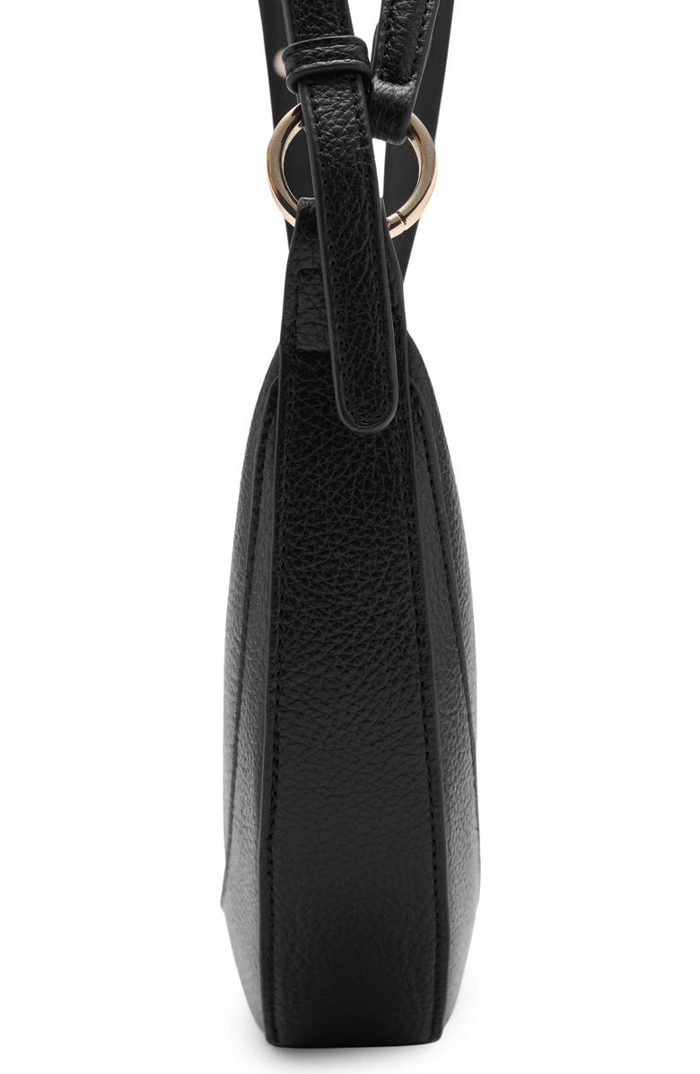 MANGO Oval Faux Leather Shoulder Bag, Alternate, color, Black