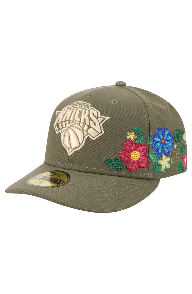 New Era Men's New Era Olive New York Knicks Tonal Florals 59FIFTY Fitted Hat, Main, color, Olive