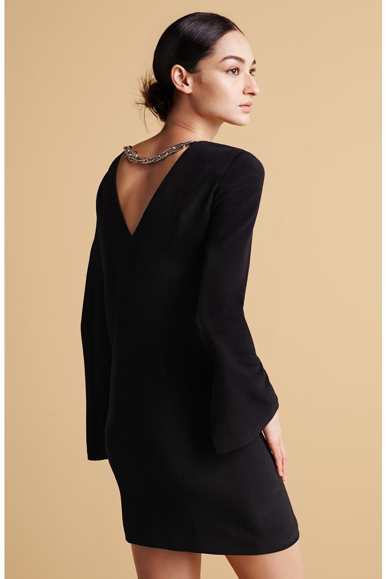 Plunging Back Tunic Dress, Alternate, color, BLACK