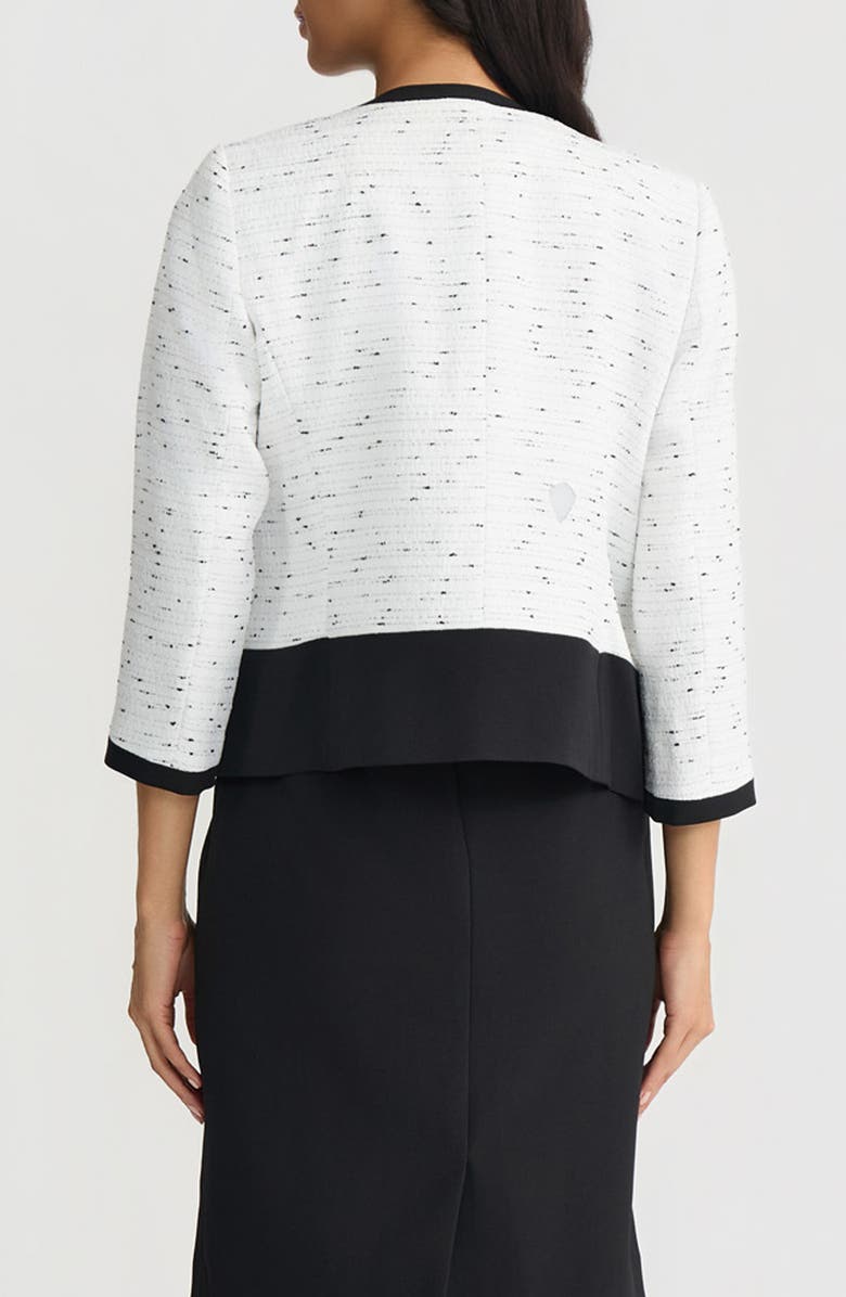 KASPER Contrast Trim Cardigan, Alternate, color, Lily White/ Black