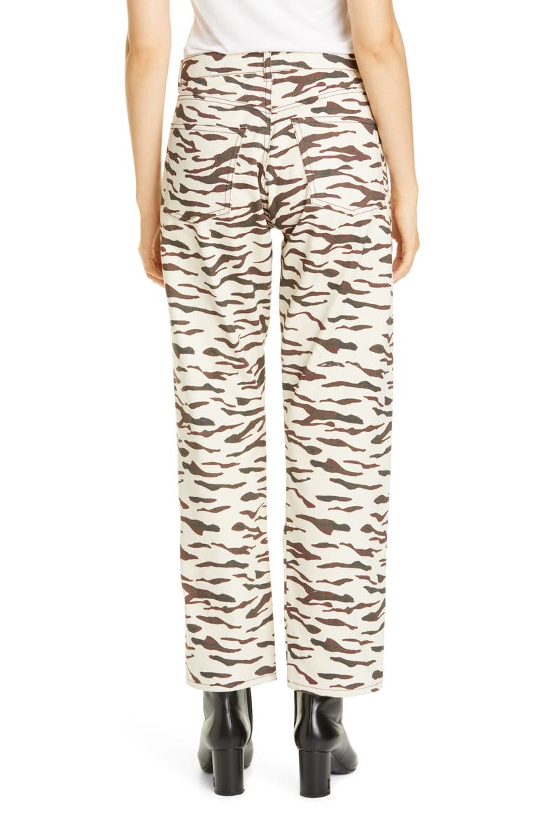 Sofia Tiger Stripe Ankle Straight Leg Jeans, Alternate, color, TIGER IVORY