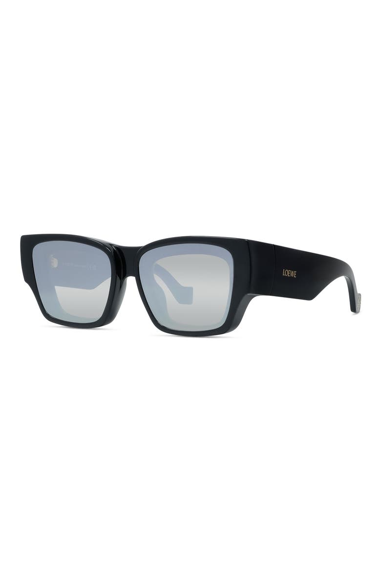 Signature 56mm Rectangular Sunglasses, Alternate, color, SHINY BLACK / SMOKE MIRROR