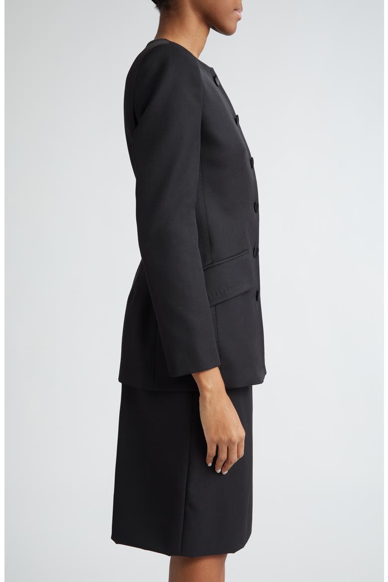 Collarless Crepe Jacket, Alternate, color, NERO