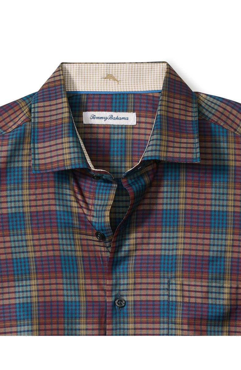 Tommy Bahama Bordeaux Plaid Cotton & Silk Button-Up Shirt, Alternate, color, Dark Sangria