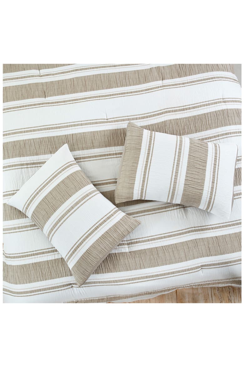 Jacquard Microfiber 5-Piece Comforter Set, Alternate, color, WHITE/ TAUPE