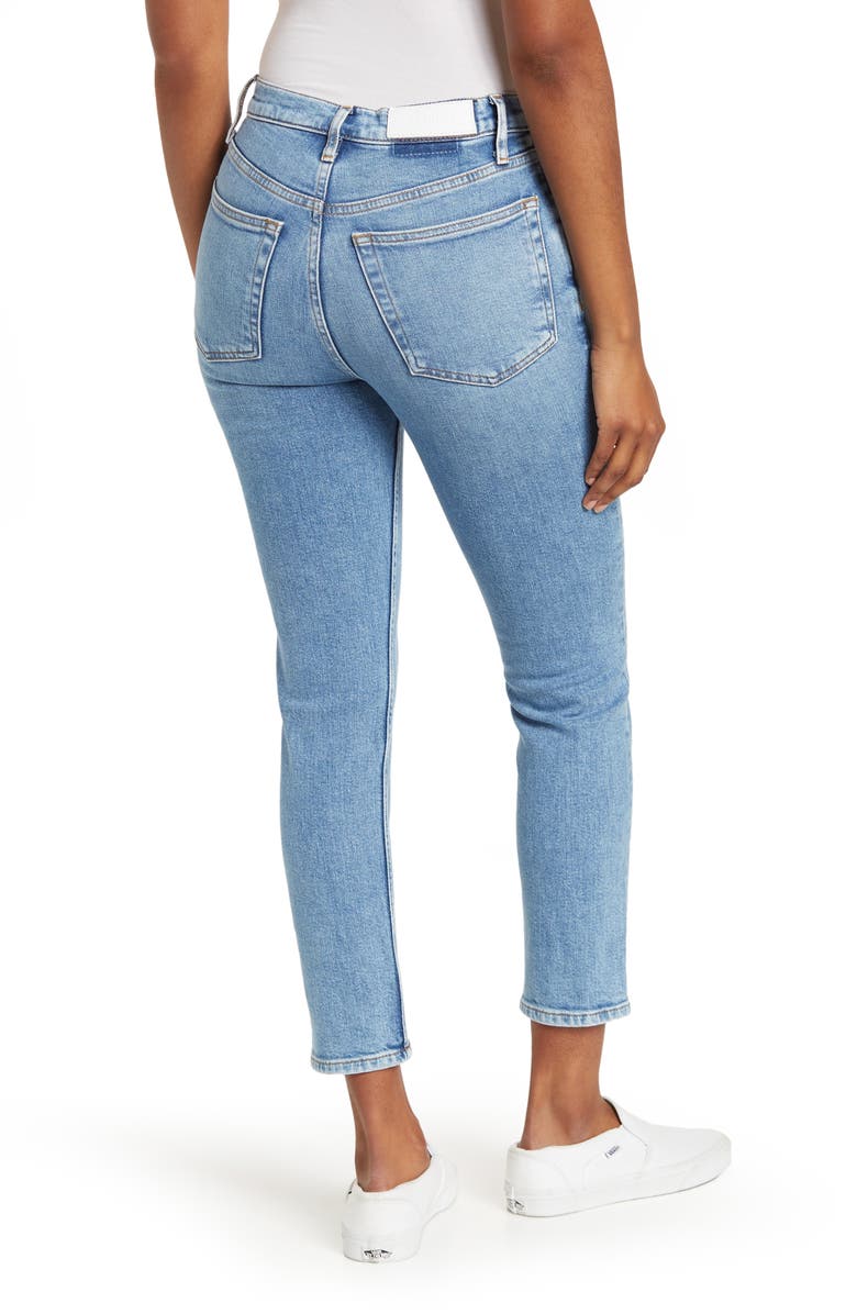 Re/Done '90s Ripped Ankle Skinny Jeans, Alternate, color, 