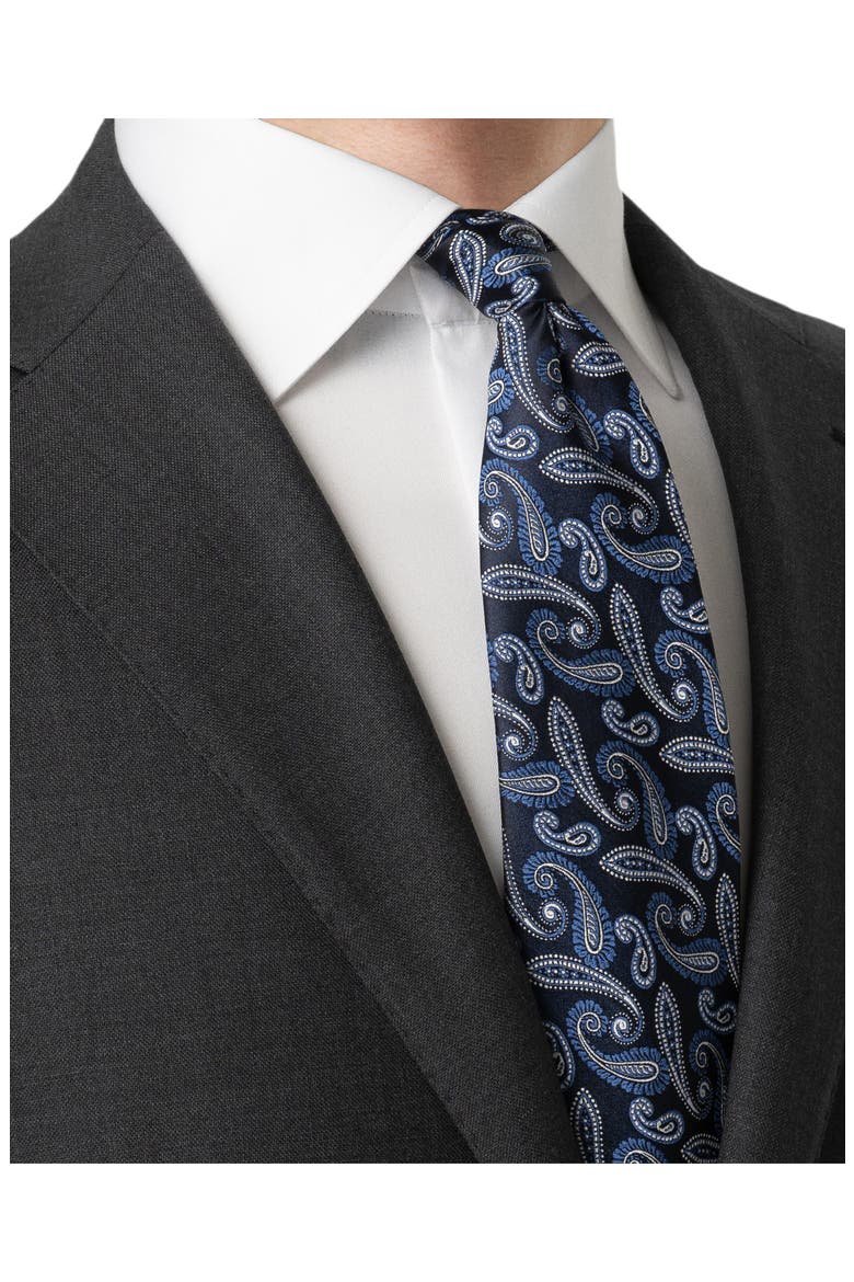 Navy Paisley Silk Jacquard Tie, Alternate, color, DARK BLUE