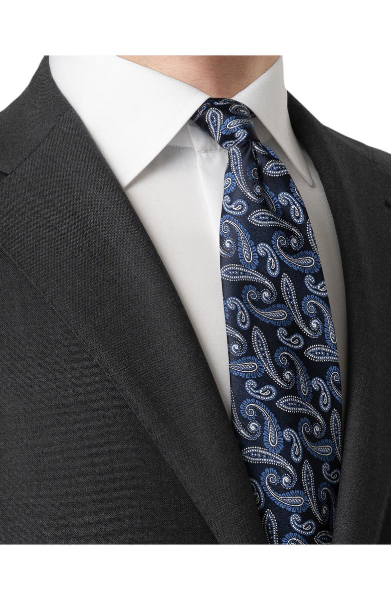 Eton Navy Paisley Silk Jacquard Tie, Alternate, color, Dark Blue