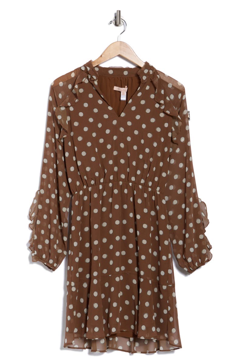 Hutch Rita Long Sleeve Chiffon Dress, Alternate, color, Staggered Polka Dot