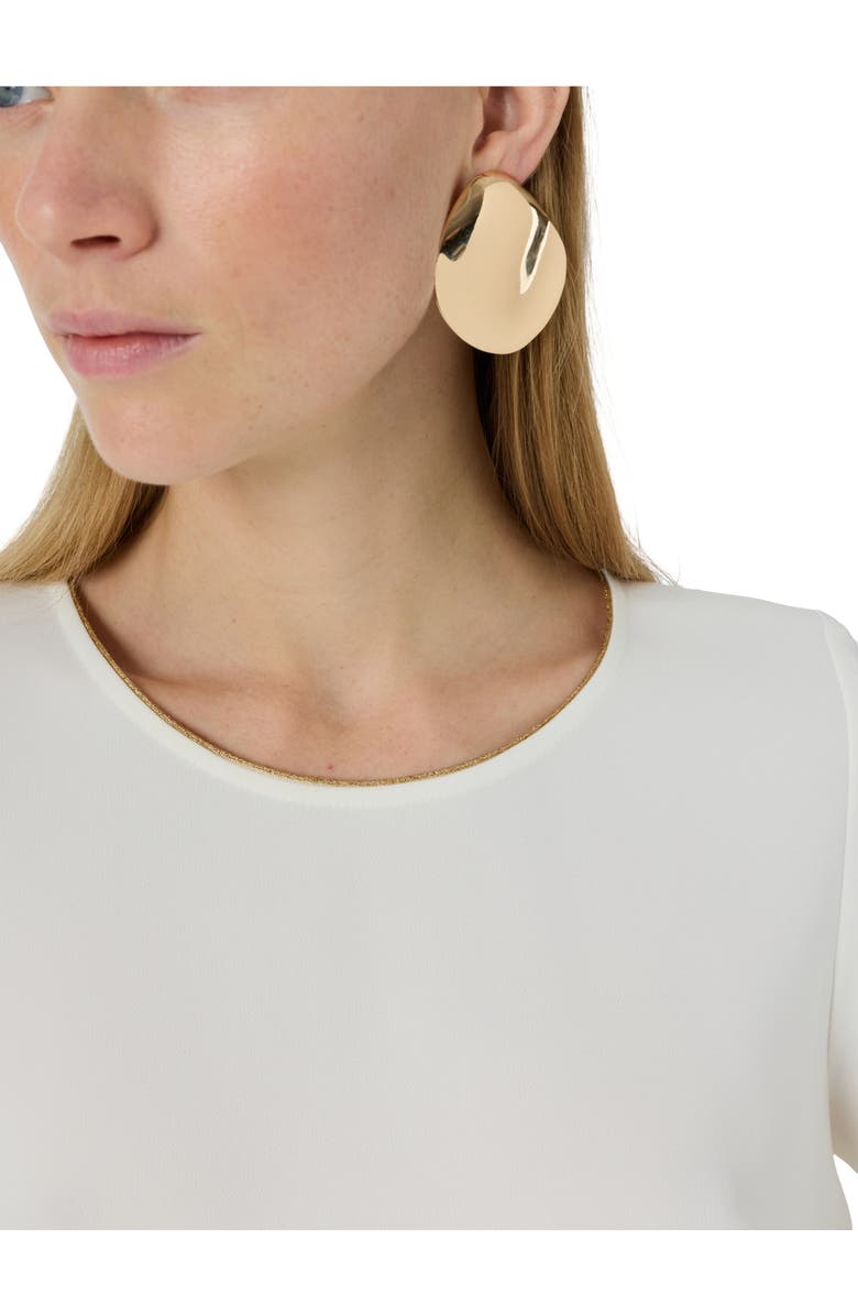 GERARD DAREL Ciara Metallic Trim Round Neck Top, Alternate, color, Ecru