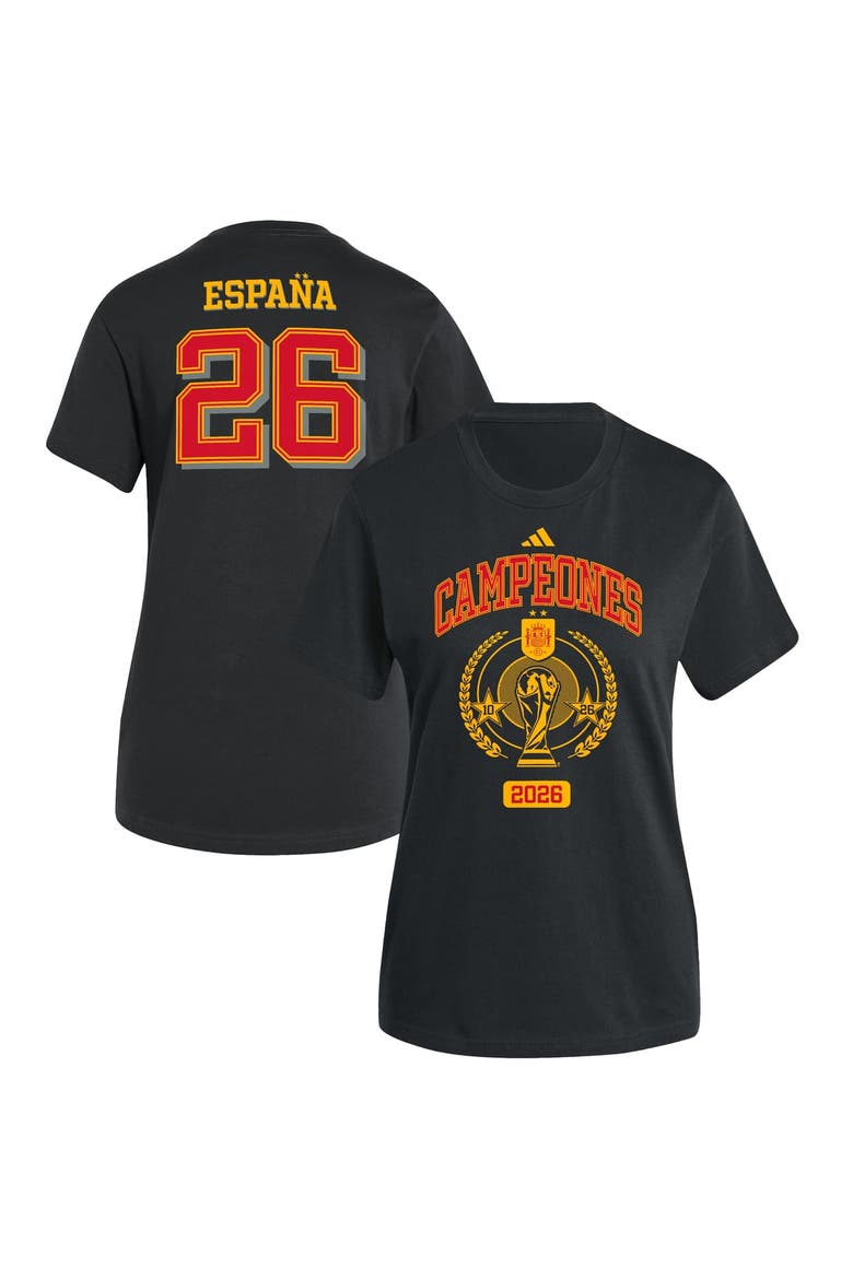 Women's adidas Black Spain National Team 2026 FIFA World Cup Champions Trophy T-Shirt, Main, color, Black