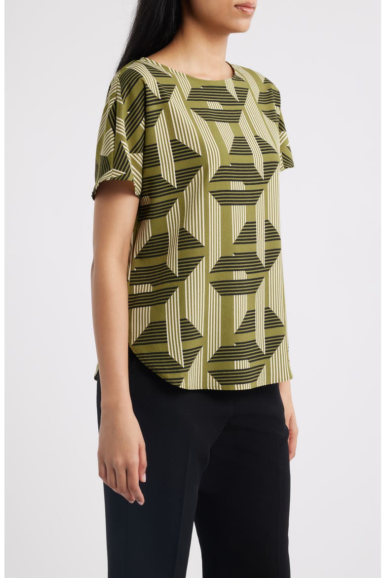 Geo Print Short Sleeve Top, Alternate, color, BAY LEAF MULTI