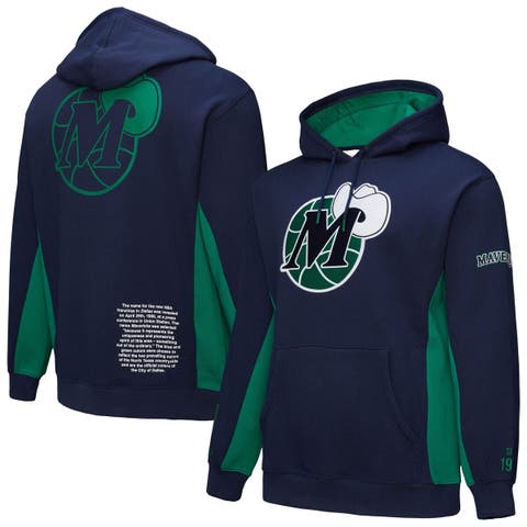 Men's Mitchell & Ness Navy Dallas Mavericks Hardwood Classics Team Origins Fleece Pullover Hoodie