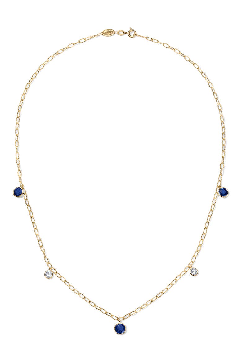 Ceylon Sapphire & Diamond Tinsel Necklace, Main, color, 18K YELLOW GOLD