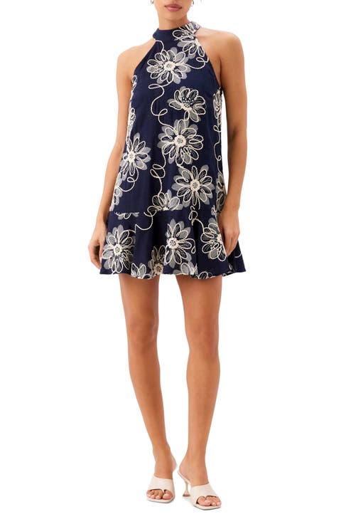 Brenda Embroidered Halter Dress