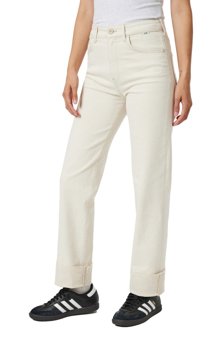 Mavi Jeans Savannah Cuffed High Waist Straight Leg Jeans, Alternate, color, Natural Ecru Denim