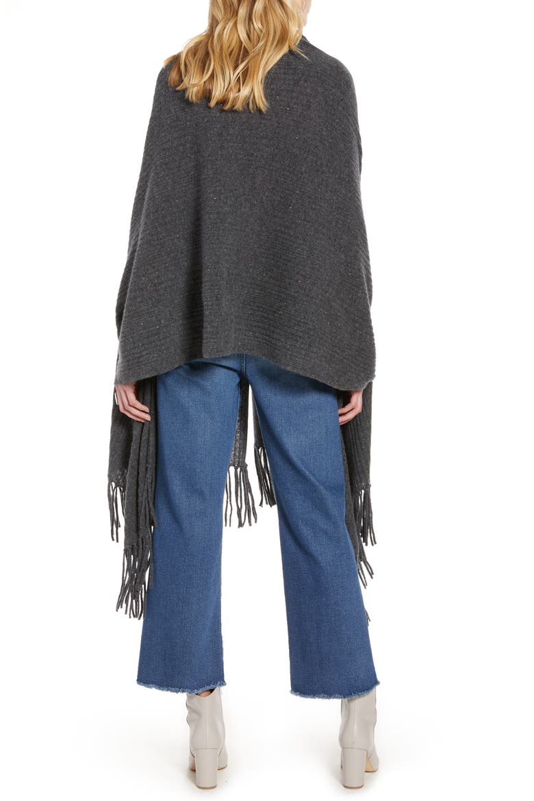 Rib Cashmere Fringe Wrap, Alternate, color, GREY CHARCOAL DONEGAL