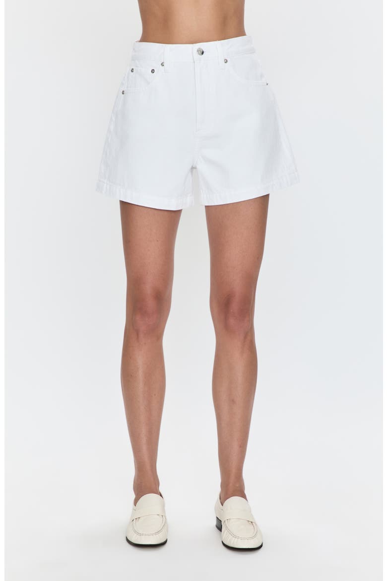 Saige High Waist Denim Shorts, Main, color, POLISHED WHITE