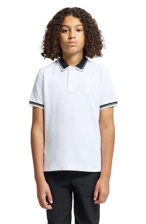 Psycho Bunny Kids' Oak City Piqué Polo In White