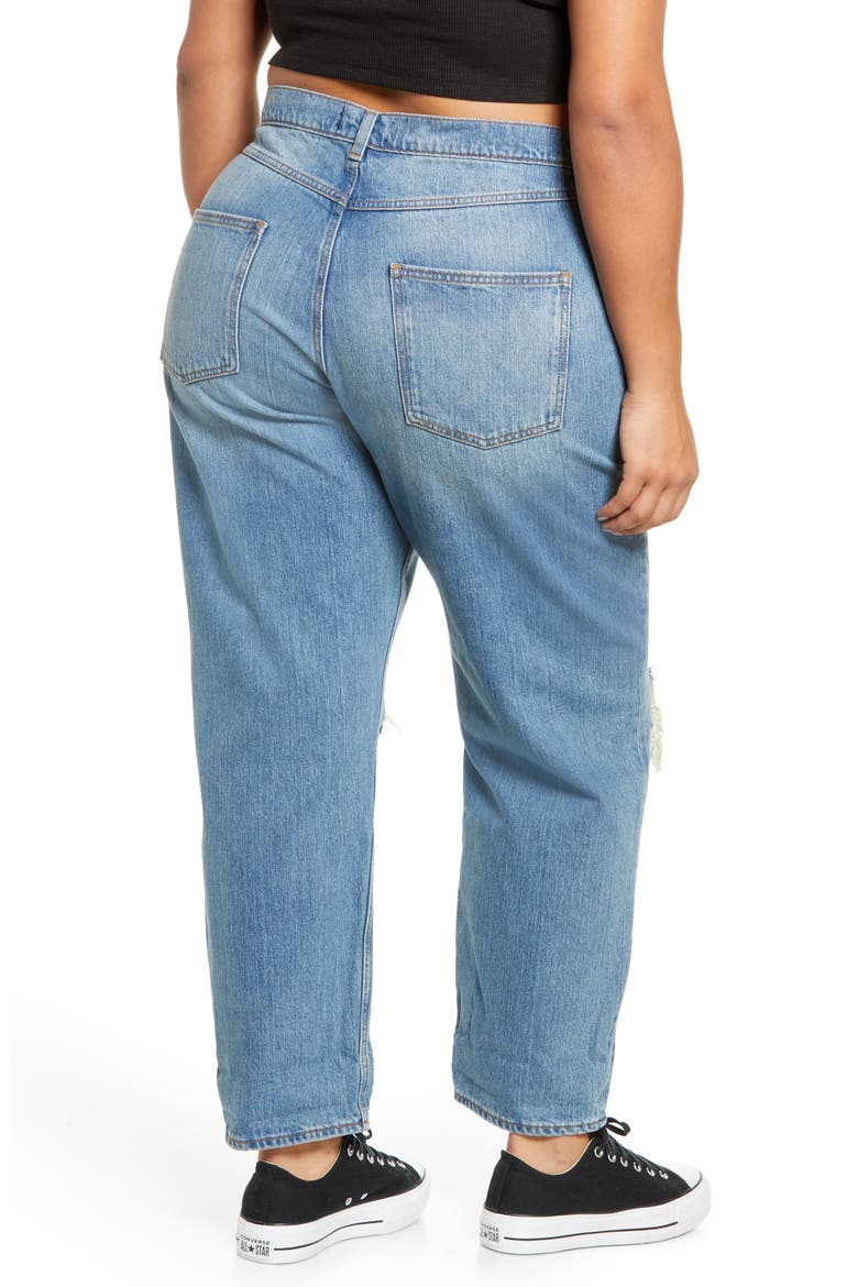 Curve Ripped High Waist Mom Jeans, Alternate, color, MEDIUM BLUE