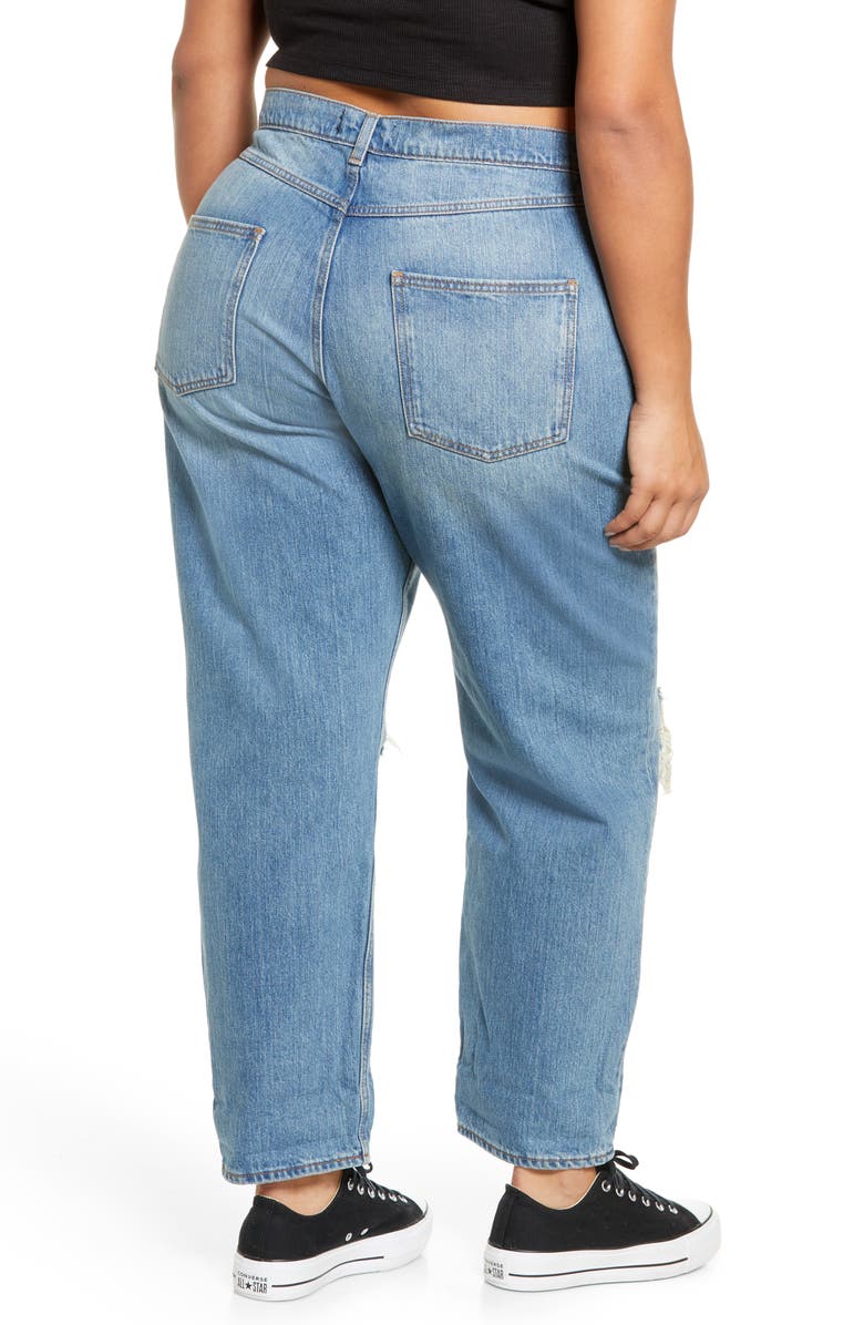 ASOS DESIGN Curve Ripped High Waist Mom Jeans, Alternate, color, 